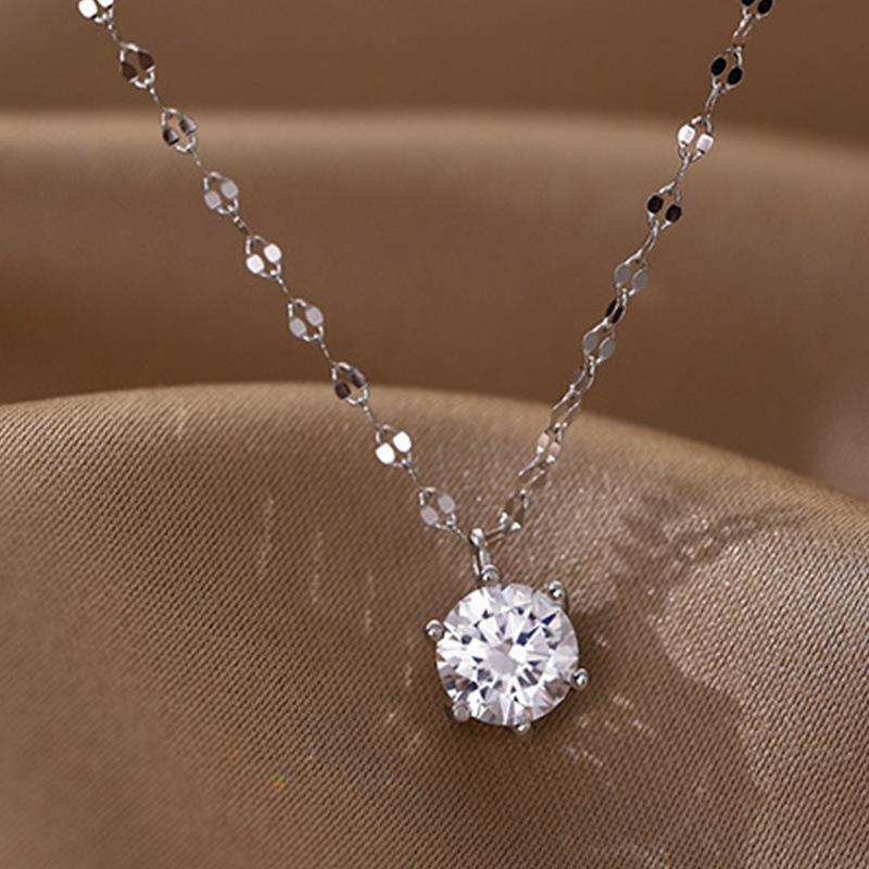 

Simple Oval Shape Zirconia Pendant Necklace Lady Engagement Jewelry Fashion Versatile Gold Color Accessories for Wedding