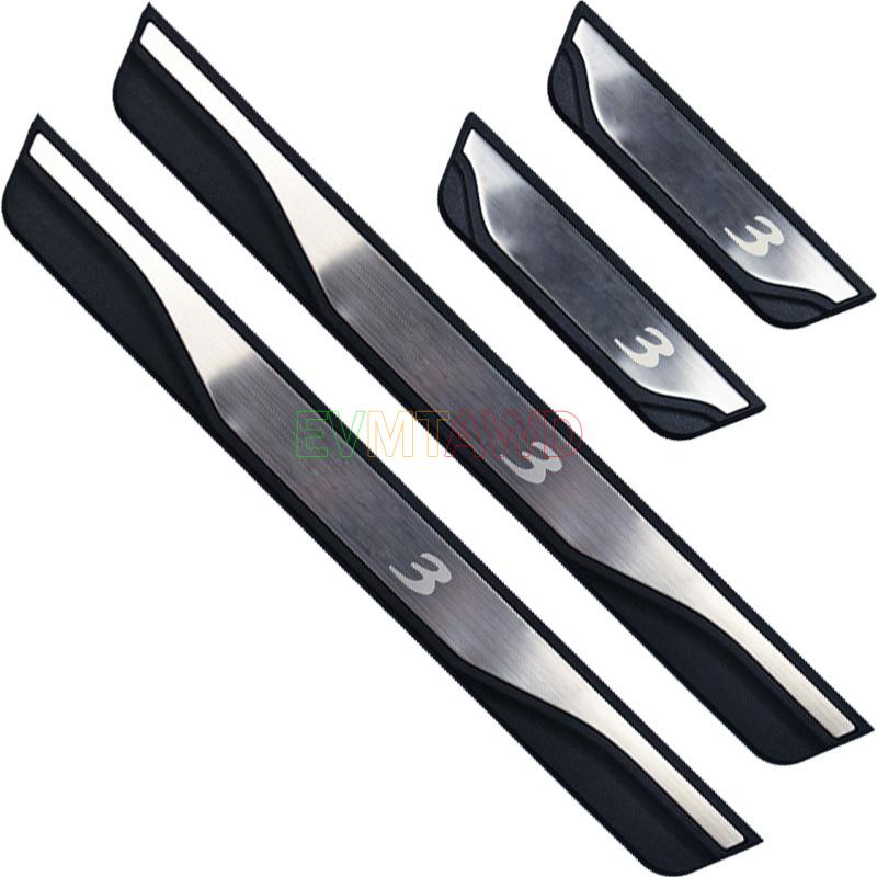 

Аксессуар для Mazda 3 2014-2018 2022, нержавеющая сталь, накладка на порог автомобиля, защита для педали, защита от удара при входе Silver Mazda3 Letter