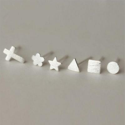 Allergy Simple 925 Sterling Silver Jewelry Exquisite Popular Drawing A Variety Of Small Shapes Earrings Se3