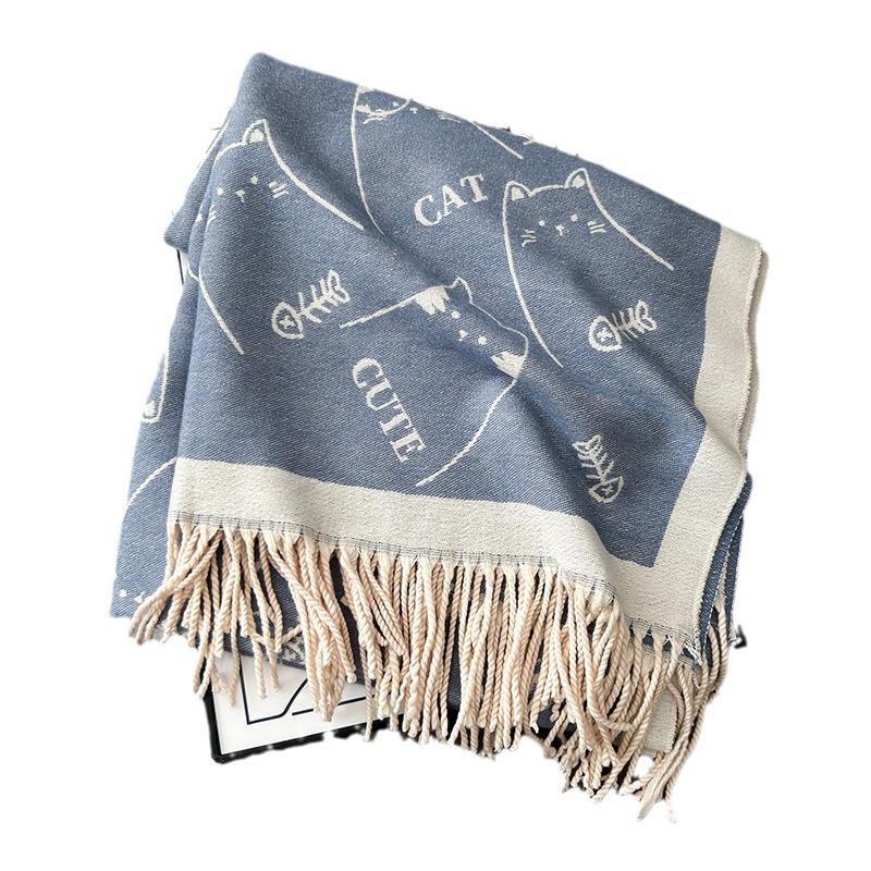 New Winter Double Cored Yarn Scarf Cute and Atmospheric Fashionable Scarf Thickened Warm and High End