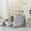 Extra Large Stainless Steel Litter Box, Enclosed Cat Litter Tray with Scoop, Deodorizer Bag, Front-Entry and Top-Exit