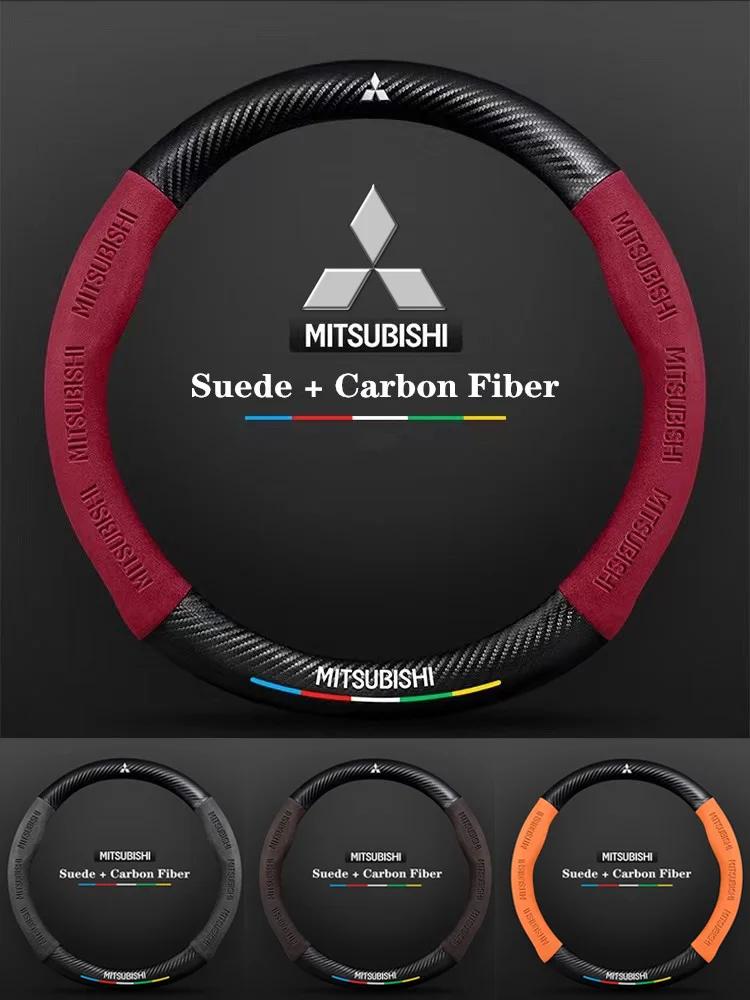 Housse de Volant de Voiture en Fibre de Carbone et Daim Pour Mitsubishi Pajero Sport Outlander ASX Lancer Eclipse RALLIART Accessoires Auto