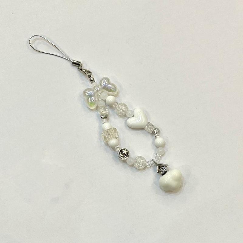 Unique Butterfly Beaded Mobile Phone Pendant Lanyard Embellishment Keychain Keyring Bag Accessory for Fashion Enthusiast