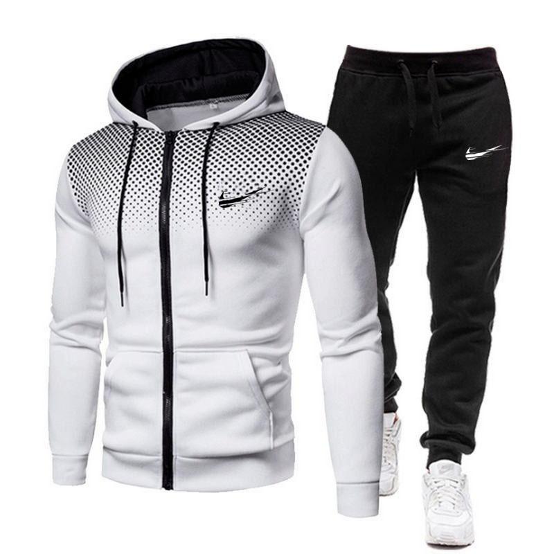 Men's Suit Sportswear Casual Zipper Hooded Sweater + Sweatpants Autumn and Winter Men's Casual Sports Suit