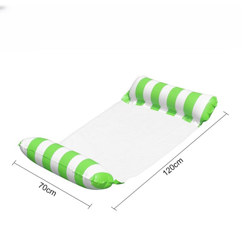 1pc Inflatable Pool Hammock Chair Bed - Portable Foldable Recliner with Air Pump, Two-Tube Striped Floating Lounger for Adults