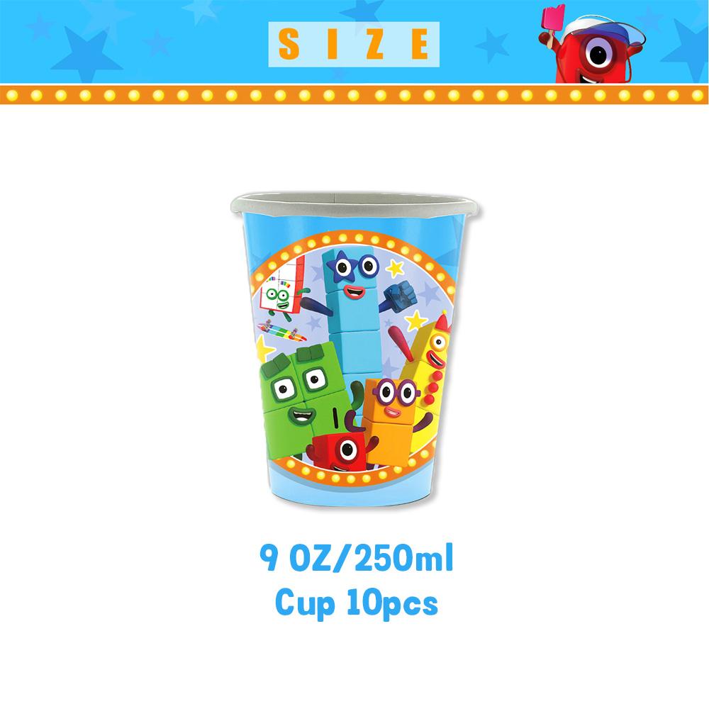Cartoon Blocked Number Theme Birthday Party Decoration Building Background Plate Cup Balloon Backdrop Photography Prop Kid Gifts