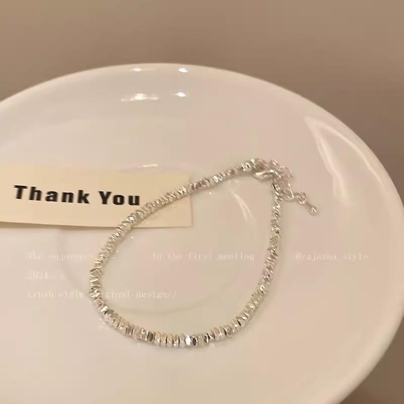 2025 new broken silver pearl beaded bracelet women's retro cold wind light luxury bracelet accessories