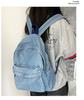 Schoolbag denim backpack 1011 casual washed denim student schoolbag large capacity wear-resistant retro denim schoolbag