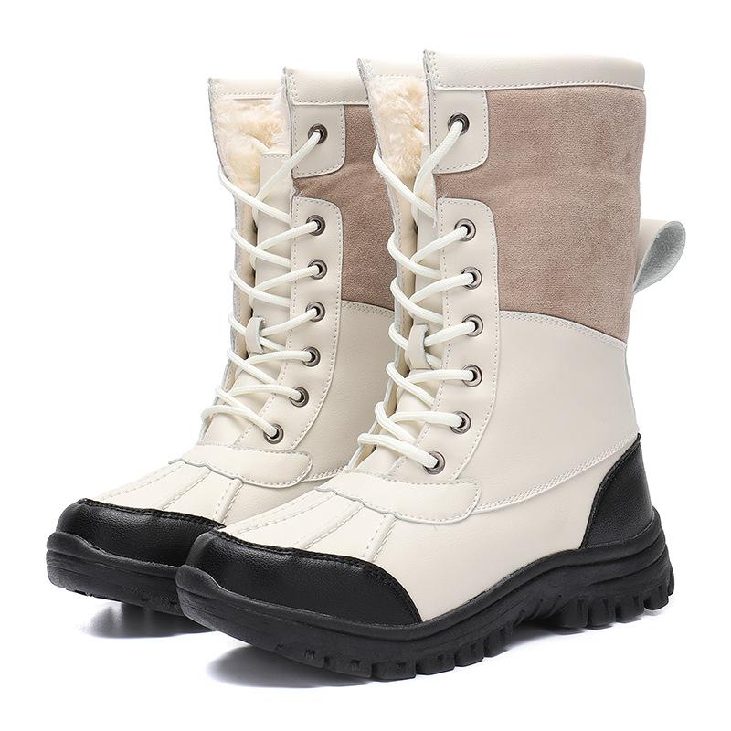 Women's padded cold warm thick soles lightweight hiking mountaineering waterproof non-slip sports high-top snow boots cotton shoes Martin boots