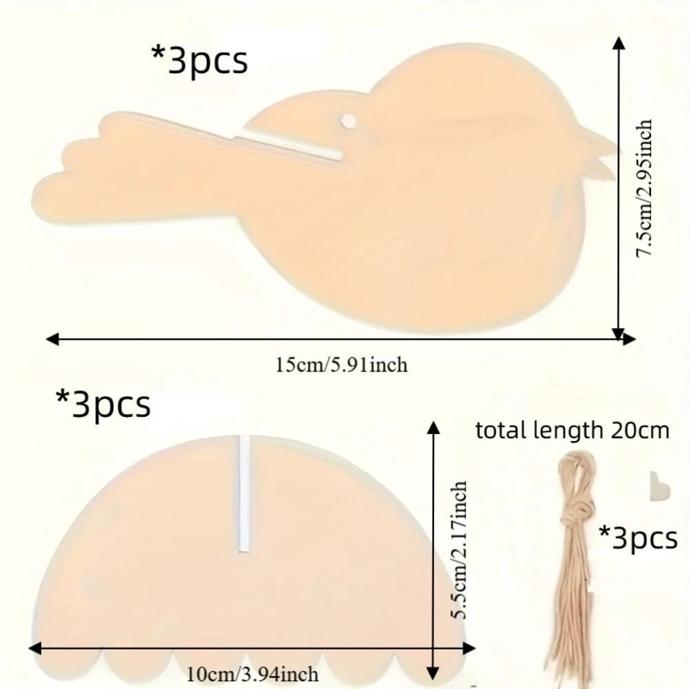 3 Stück Handgemachte DIY Vogelornamente Tiere Lustige Holz Vogel Dekoration 3D Kinder Bildungswerkzeuge Vogel zum Aufhängen Jubiläum