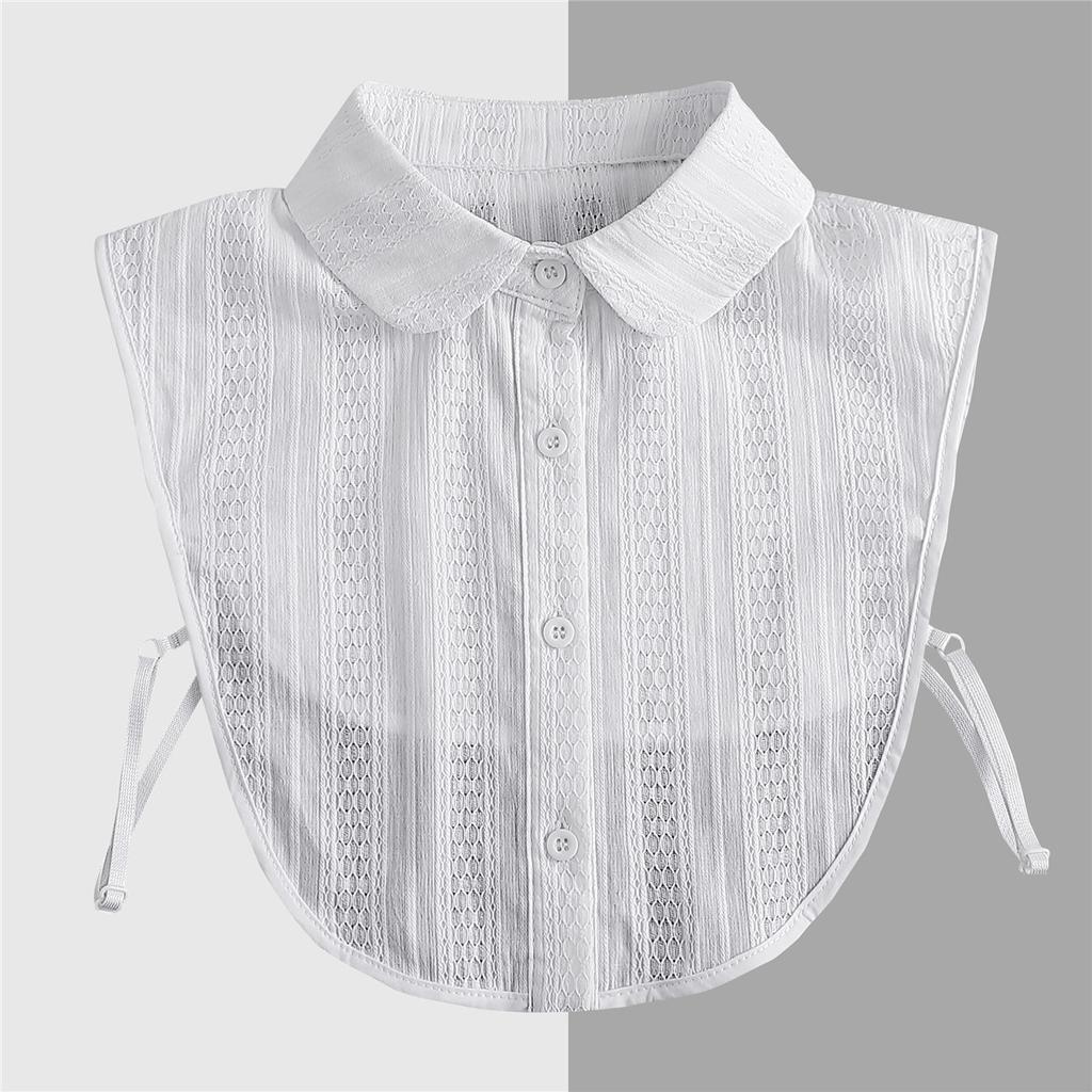 Brown/Polka Dots Shirt Detachable Collor for Mens and Women Lapel Stand Button Fake Collar Female Casual Sweater False Collar