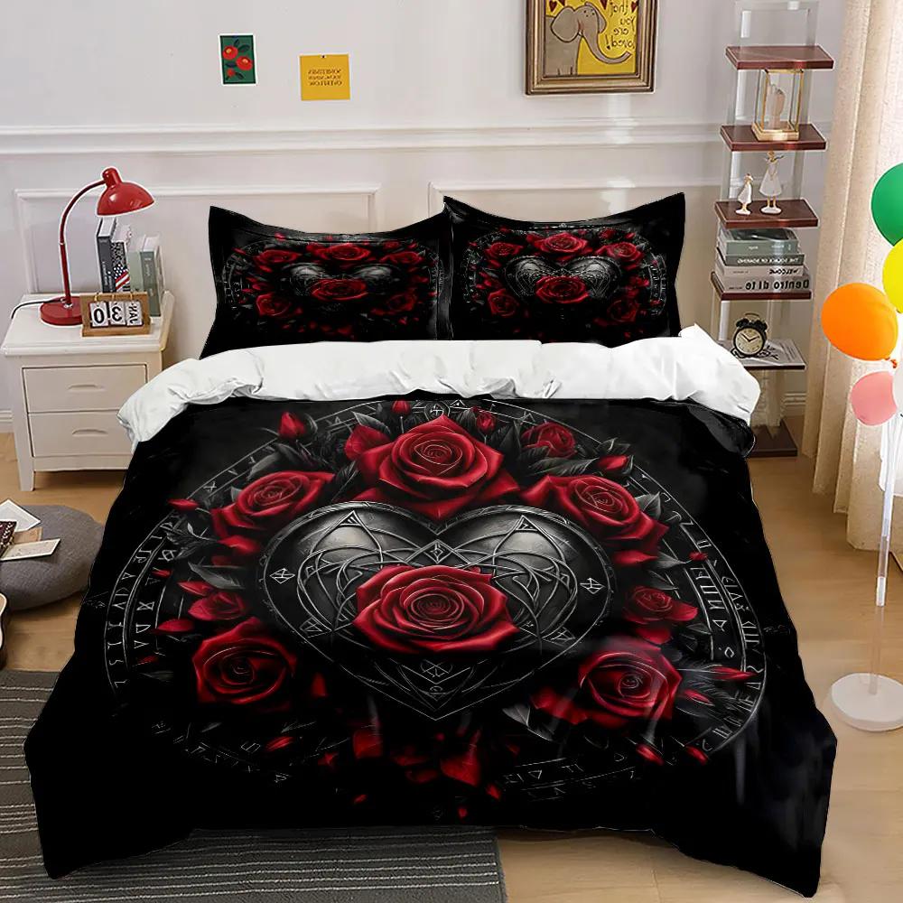 "Romantic Gothic Heart Decor Set" Soft Comfortable Duvet Cover Bedding Set Included 1*Duvet Cover & 2*Pillowcases gift