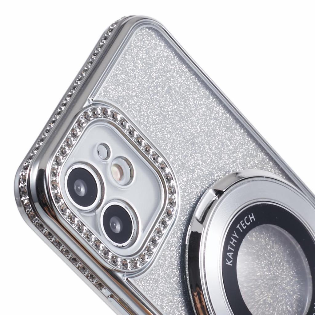 For iPhone 11 Cell Phone Case Gradient TPU Cover with Kickstand/Rhinestone