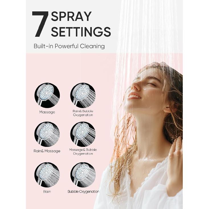 Filtered Shower Head with Handheld, High Pressure 7 Spray Mode Showerhead with Filters, Water Softener Filters for Hard Water - Remove Chlorine -
