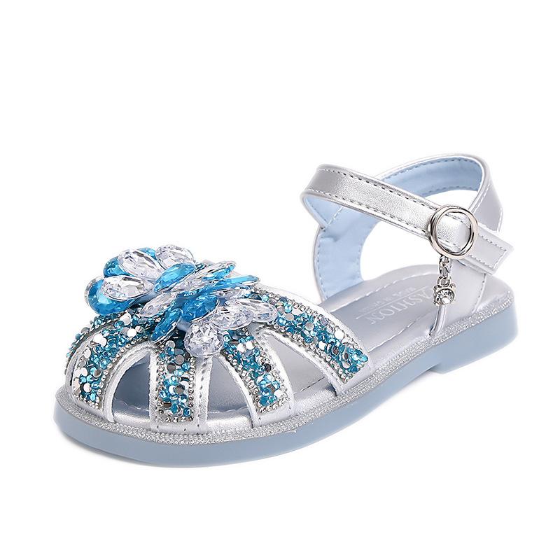 

Girls Princess Sandals Summer Crystal Soft Sole Toddler Baby Comfort Shoes size 25 синій