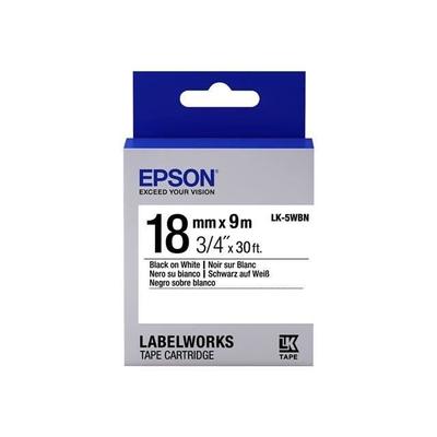 EPSON LK5WBN Label Tape - Thermal Transfer - Roll 1.8 Cm X 9 M - Black On White