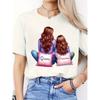 European Size Women'S Cute Anime Queen & Princess Pillow Print T-Shirt - White Round Neck Short Sleeve Top for Family Matching Outfitsr,