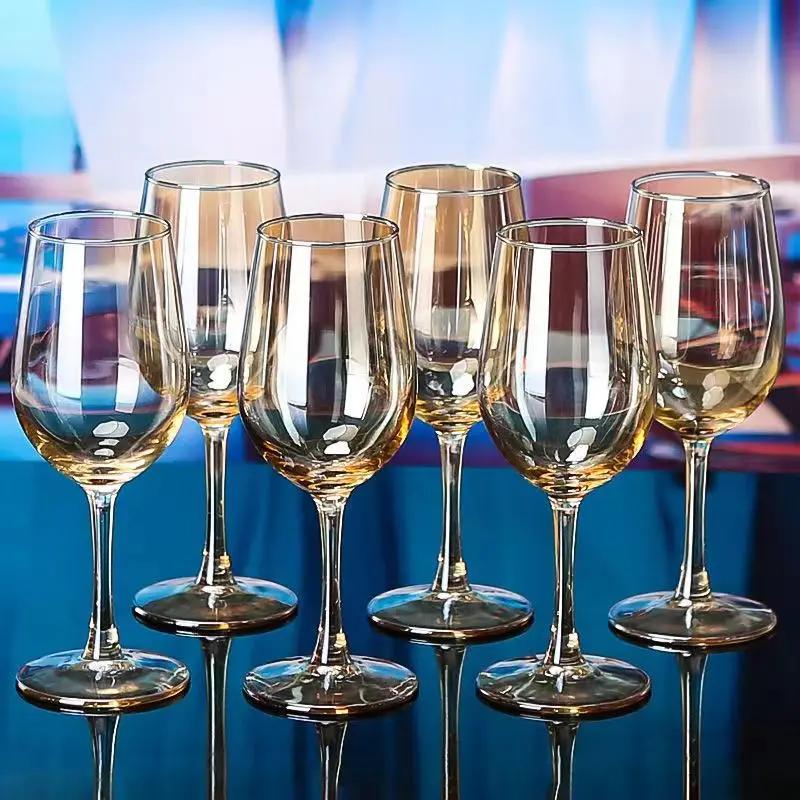 Wholesale Amber Glass Wine Cup Party Cups Glasses for Champagne Flutes Original Cocktail Glasses Set Wineglass Spirit Goblet Bar