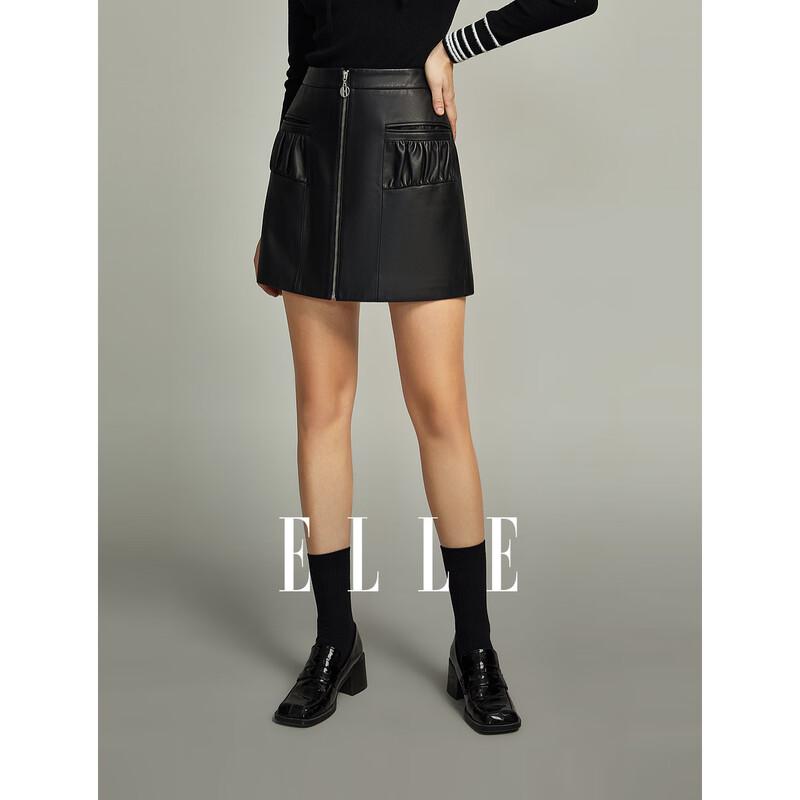 ELLE Black High-Waist A-Line Mini Skirt M