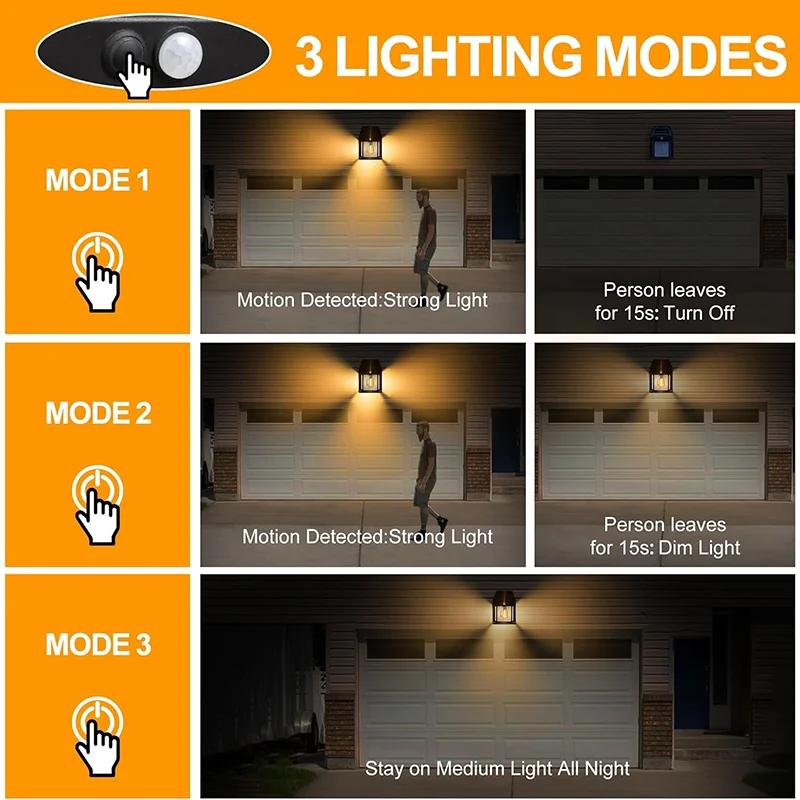 Outdoor Solar Tungsten Wall Light with Motion Sensor Waterproof LED Safety Light for Patio Outdoor Deck Porch Barn Garage