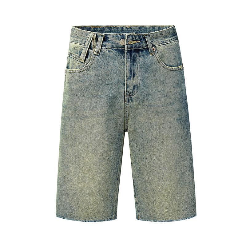 Nuovi Pantaloncini di Jeans Estivi da Uomo Retro Spazzolati a Mezza Lunghezza Pantaloni Americani Sottili a Cinque Punti