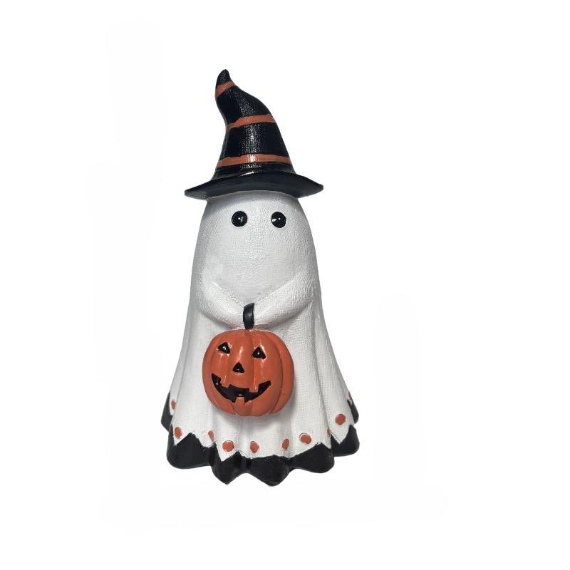 

Cute Resin Ghost with Pumpkin Halloween Decoration - Practical Home Decor Small Statue for Fall and Halloween Festivities