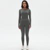Seamless Yoga Suit Set, High Waisted And Hip Lifting Peach Pants, Tight Fitting Long Sleeved Top, Running And Fitness Two-Piece Set For Women
