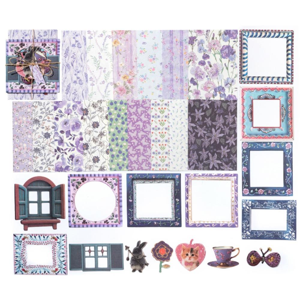

45PCS Garden Post Office Series Scrapbooking Paper Light Paper Kit Stationery Supplies фіолетовий