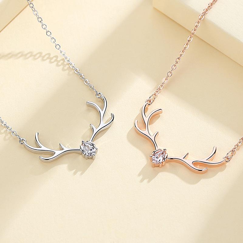 Yilu Road You Necklace Women's Japanese and Korean Fashion Temperament Simple Personality Little Elk Antler Pendant Clavicle Chain Neck Chain