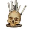 Skull Knife Holder Halloween Horror Kitchen Storage Head Rack Skeleton Knife and Fork Stand Desktop Ornaments Home Decoration