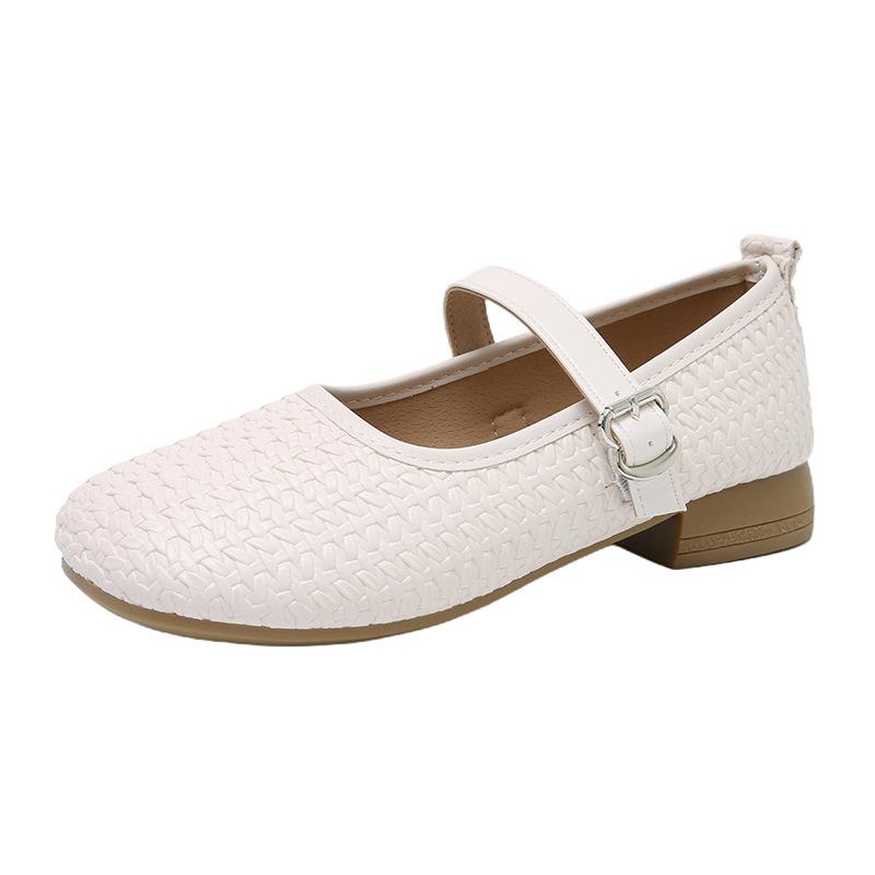 

Round head shallow mouth flat bottom mesh single shoes 2025 summer new one word with breathable hollow Mary Jane 40