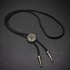 Men's Classical Leather Cord Bolo Tie with Metal Pendant Western Vintage Necktie Shirt Collar Necklace for Festivals