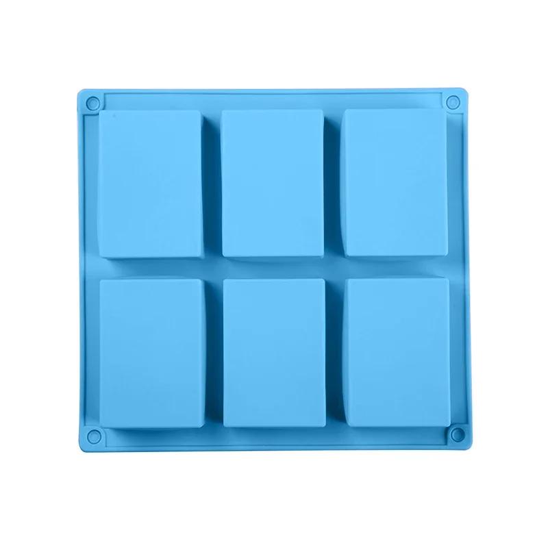 2024 New 6-chamber Rectangular Square Cake Silica Gel Baking Mold Manual Soap Mold DIY Ice Plate Jelly Cake Candy Chocolate Mold