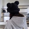 Adult Cartoon Bear Ear Shape Polyester Bucket Hat Fluffy Winter Warmer Plush Fisherman Cap Winter Gifts for Girlfriend