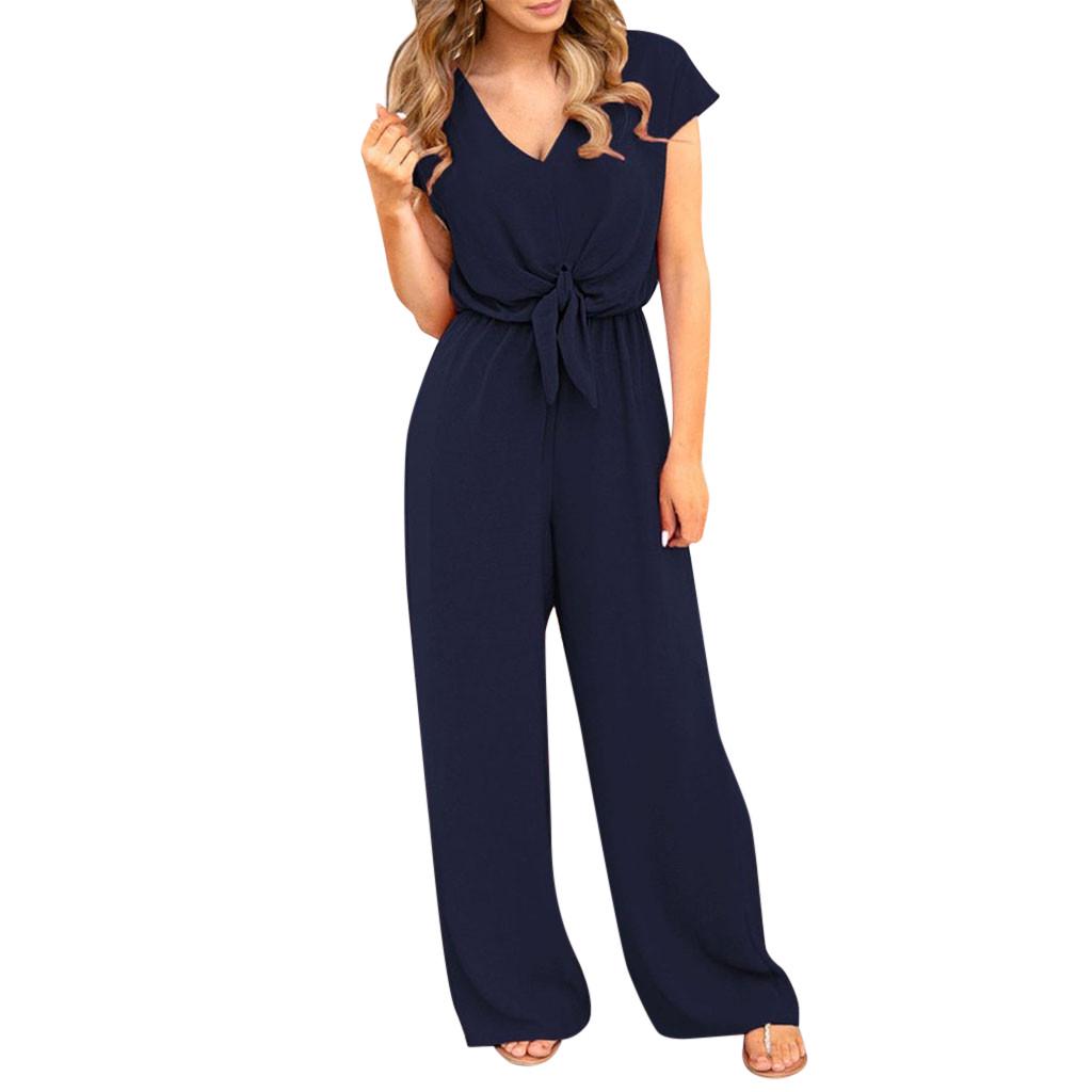 SELX Women V Neck Pocket Hipster Drawstring Short Sleeve Jumpsuits Playsuit SELX Women V Neck Pocket Hipster Drawstring Short Sleeve Jumpsuits Playsuit