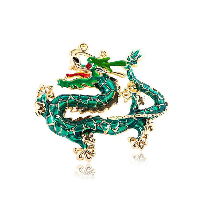 Retro Drip Oil Cartoon Dragon Brooch - Men's Suit Pin Accessory