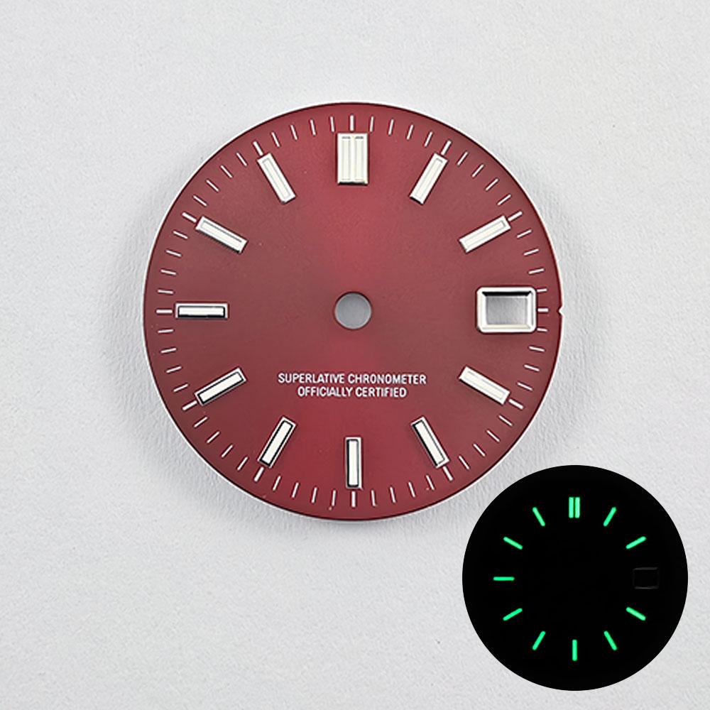 NH35 29mm No Logo Watch Dial fit NH35A NH36 Movement Sterile Window Green Luminous 3.0/3.8 o'clock crown Watch Dial Parts
