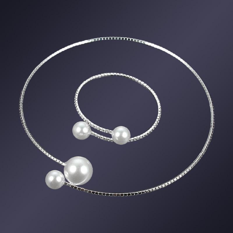 Koreanisches Braut-Funkel-Strassschmuck-Set, rundes Voll-Diamant-Armband, Ohrringe, Halskette Dreiteiliges Set