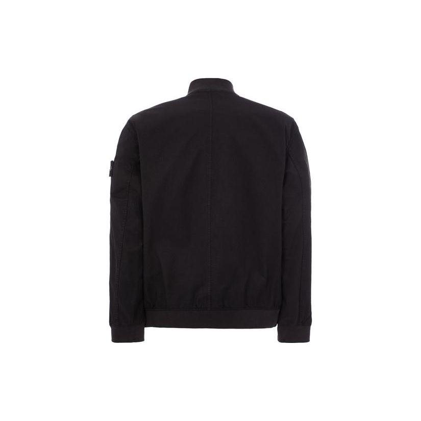 STONE ISLAND Giacca Bomber Zip con Toppa Logo Nera Uomo Capospalla 781542629-V0029