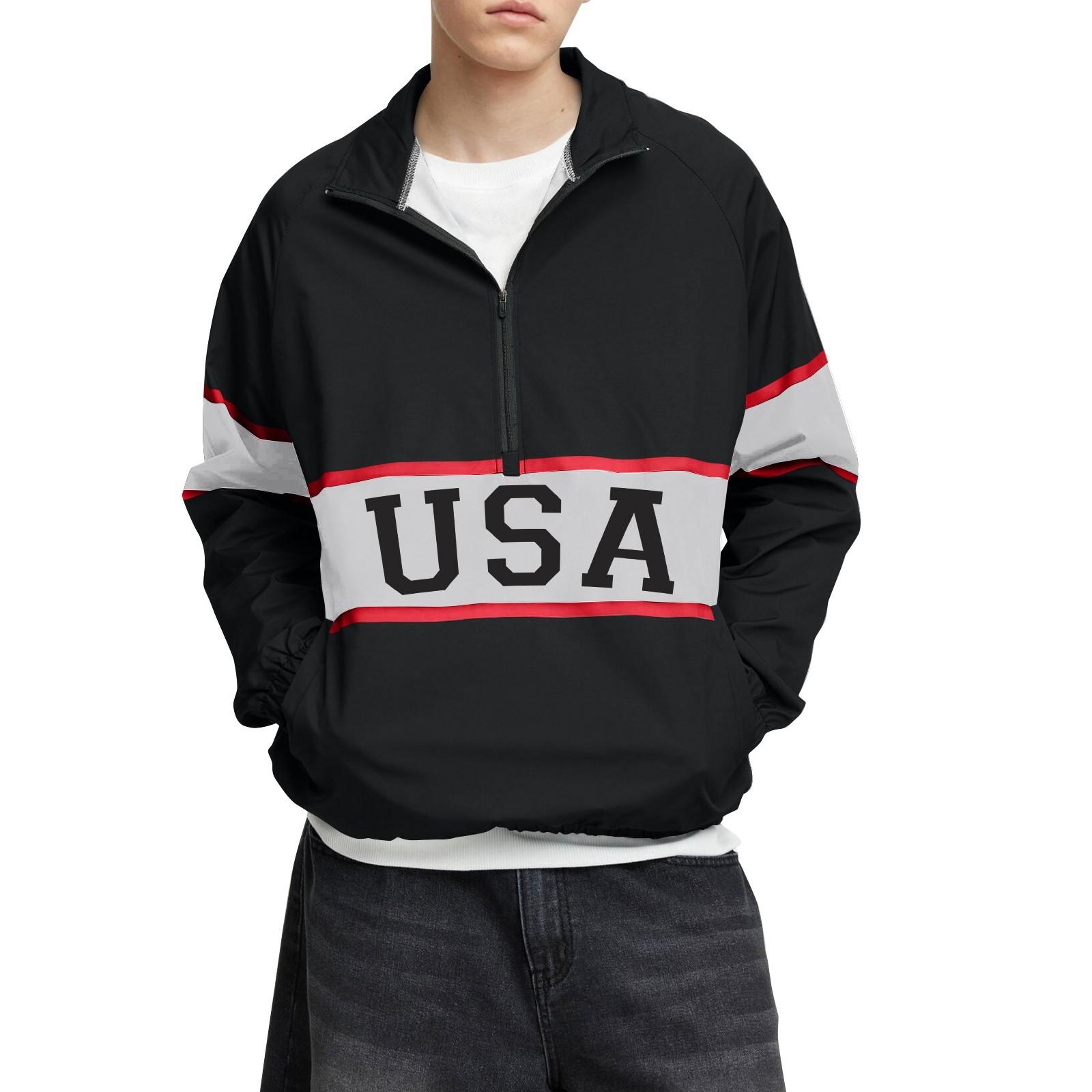 

Мужской зимний топ с цветными блоками, воротником-стойкой, полумолнией, рукавом реглан, длинным рукавом L чёрный