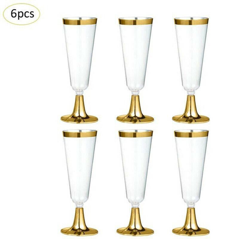 6Pcs/Set 150ml Disposable Red Wine Glass Plastic Champagne Flutes Glasses Cocktail Goblet Wedding Party Supplies Bar Drink Cup