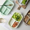 Nordic Ceramic Binaural Rectangular Grid Plate Rice Plate Creative Home Breakfast Plate Baked Rice Plate Fat Reduction Quantitative Meal