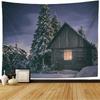 Snow House Tapestry Winter Landscape Tapestry Snowy Tree Woodland Tapestries Wall Hanging for Bedroom Living Room Dorm Office
