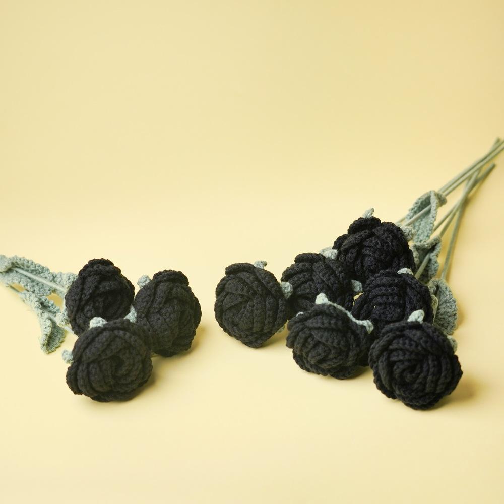 2 Stück Moderne Eleganz Simulationsblume Heimdekoration Esstisch Gestrickte Rose Einzelner Strauß Hochzeit Kunstblume