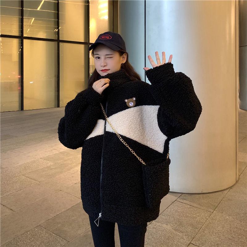 Herbst und Winter Neuer großer, lockerer Plüschjackenmantel