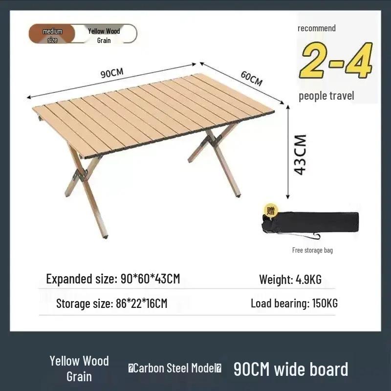Portable Outdoor Carbon Steel Folding Table for Camping and Picnics