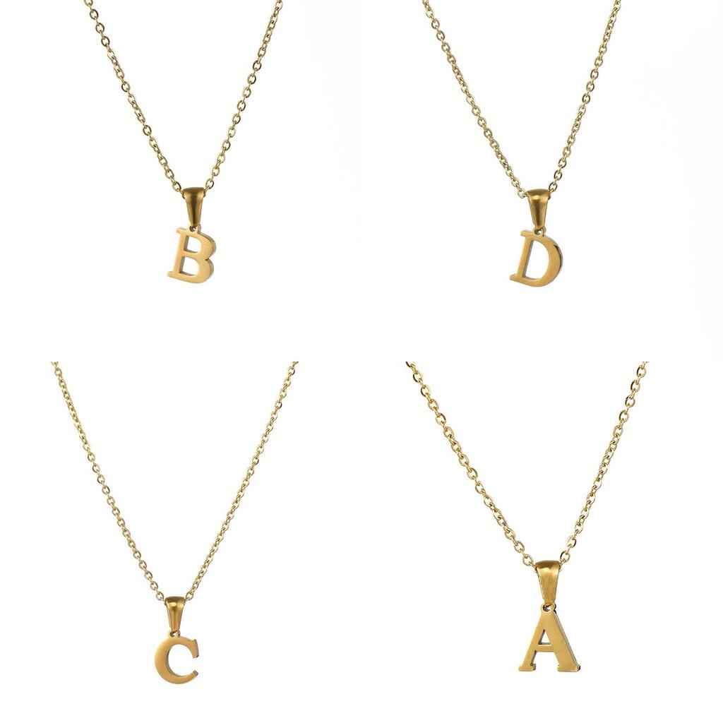 Fashionable 18k Gold Stainless Steel Mini Letter Necklace For Women Trendy Titanium Steel Pendant Necklace