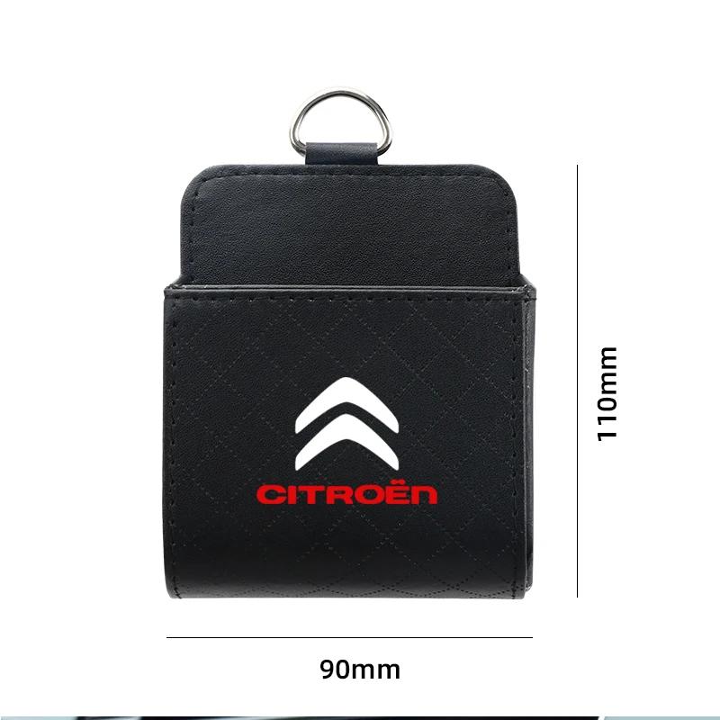 Car Outlet Vent Seat Back Tidy Storage Box PU Leather Coin Bag for Citroen C1 C2 C3 C4 C5 C6 C8 C4L DS3 DS4 DS5 Accessories