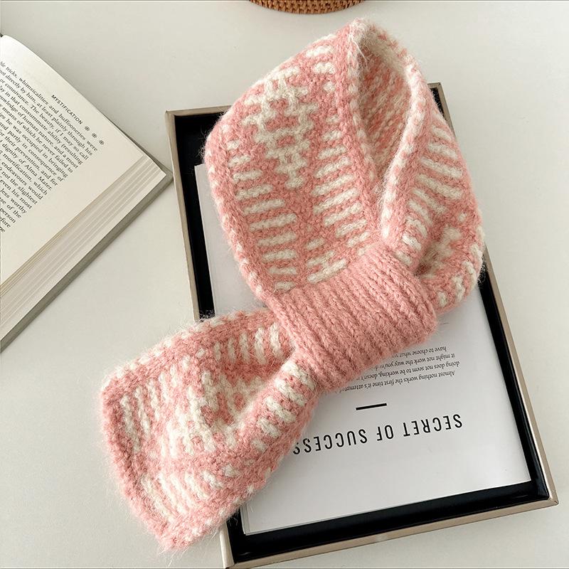 Scarf for Women Japanese and Korean Girls Two-color Knitted Warm Scarf