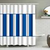 Stylish Bath Curtains With Blue And White Stripes For Bathroom Decor Washable Fabric Shower Curtain Set (White/Blue)